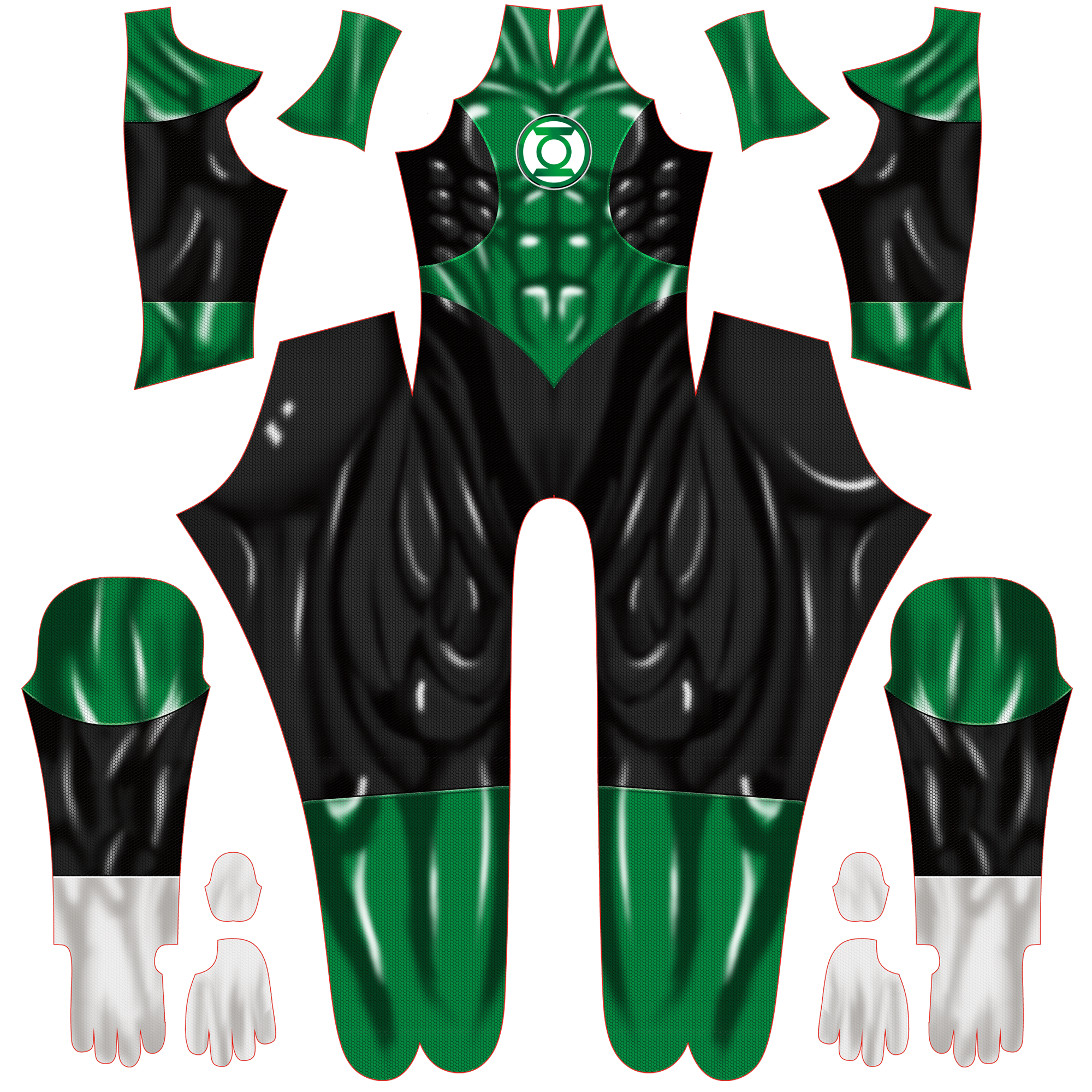 Green Lantern Galactic Emerald Skin Tight Bodysuit Male Variant