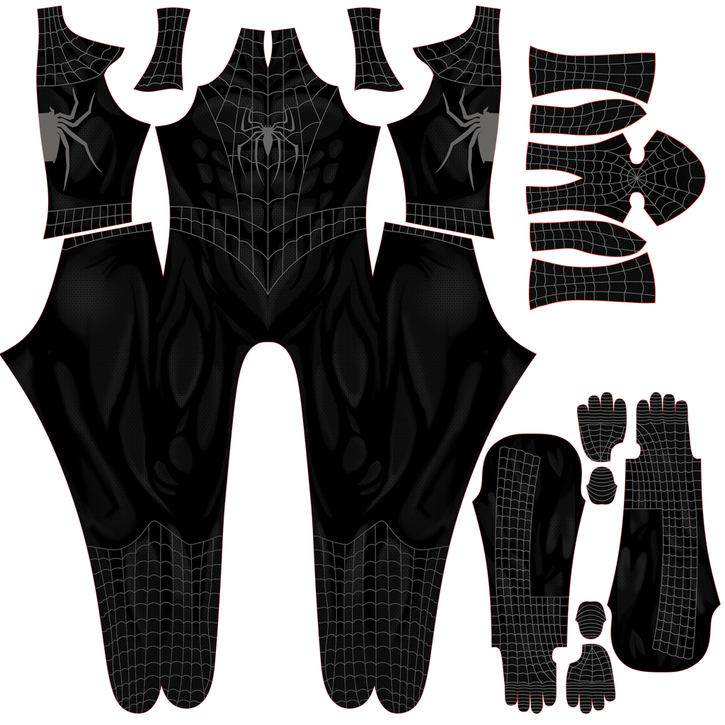 Black Spider-Man 3 Raimi Spandex Jumpsuit Raised Webbing for Men Kids Cosplay