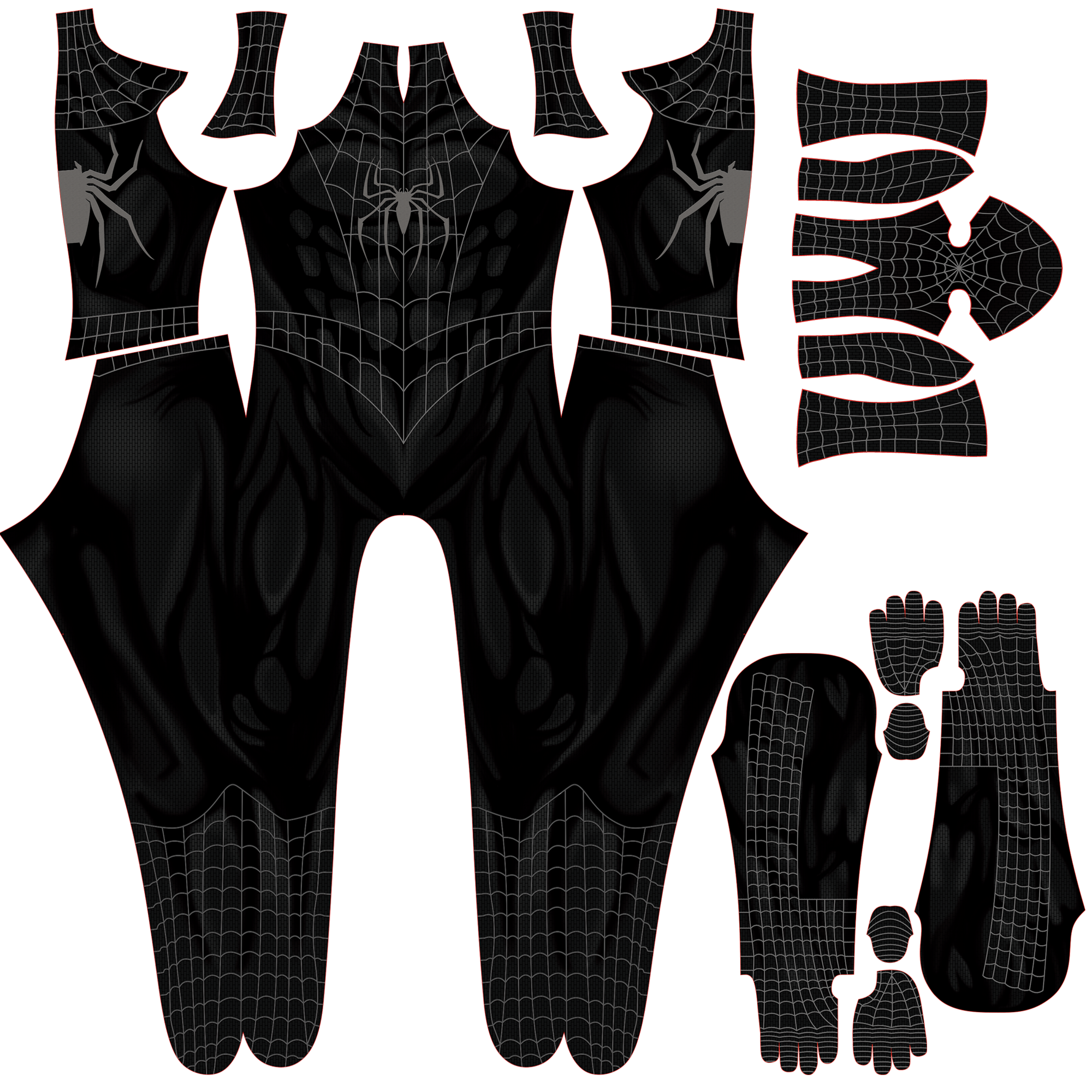Black Spider-Man 3 Raimi Spandex Jumpsuit Raised Webbing for Men Kids Cosplay