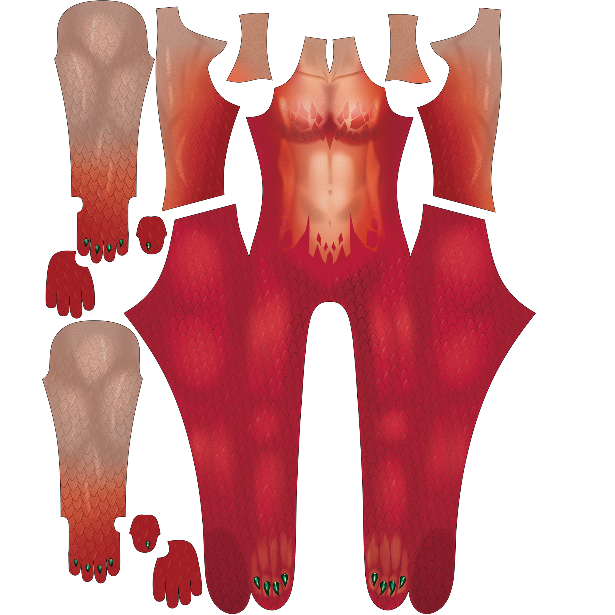 Female Cosplay Commission: Red Dragon Motif Bodysuit