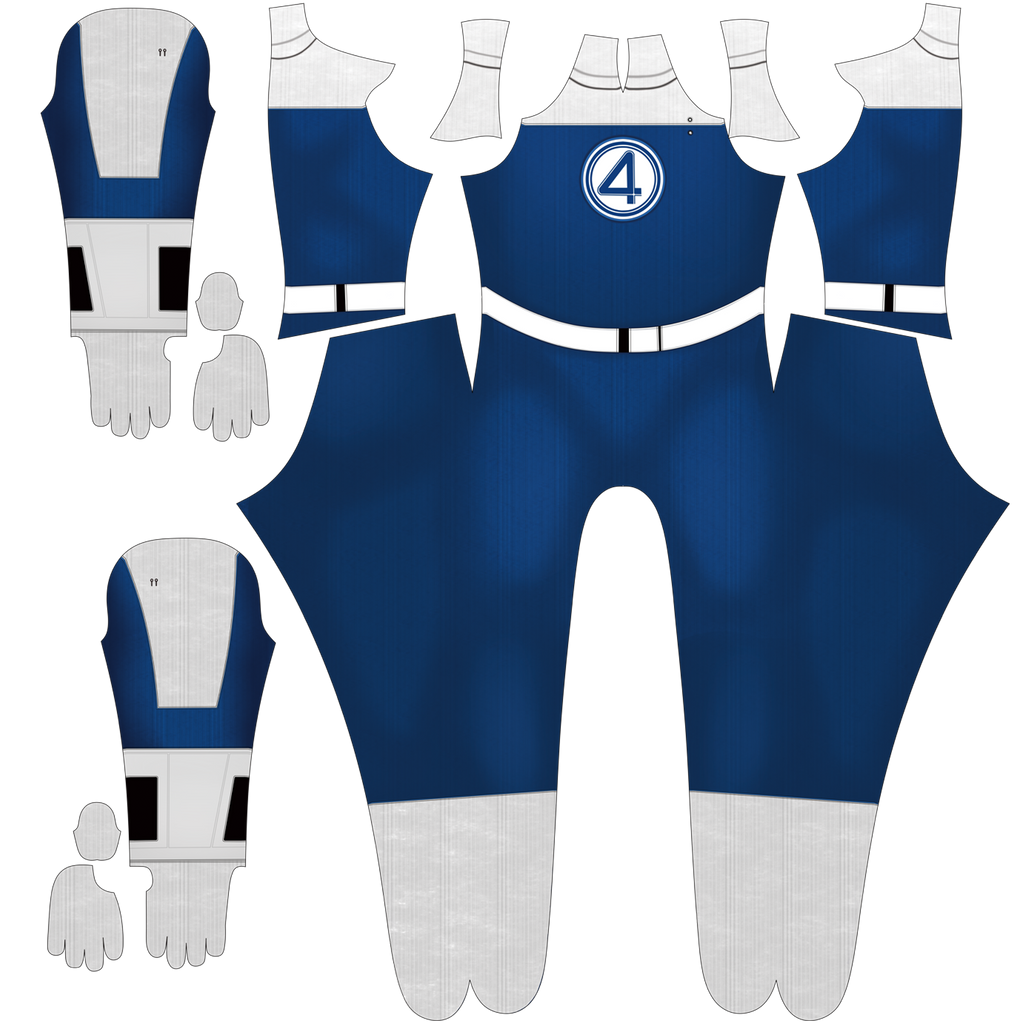 Iconic 4 Badge Royal Blue Men First FF Fire Spandex Bodysuit