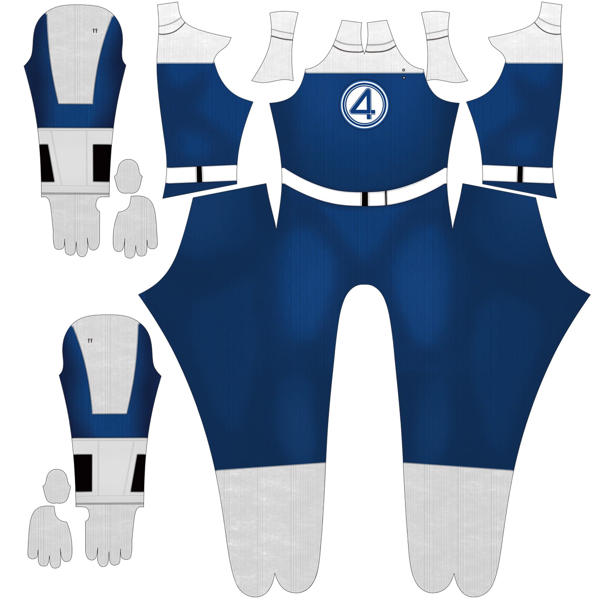 Iconic 4 Badge Royal Blue Men First FF Fire Spandex Bodysuit