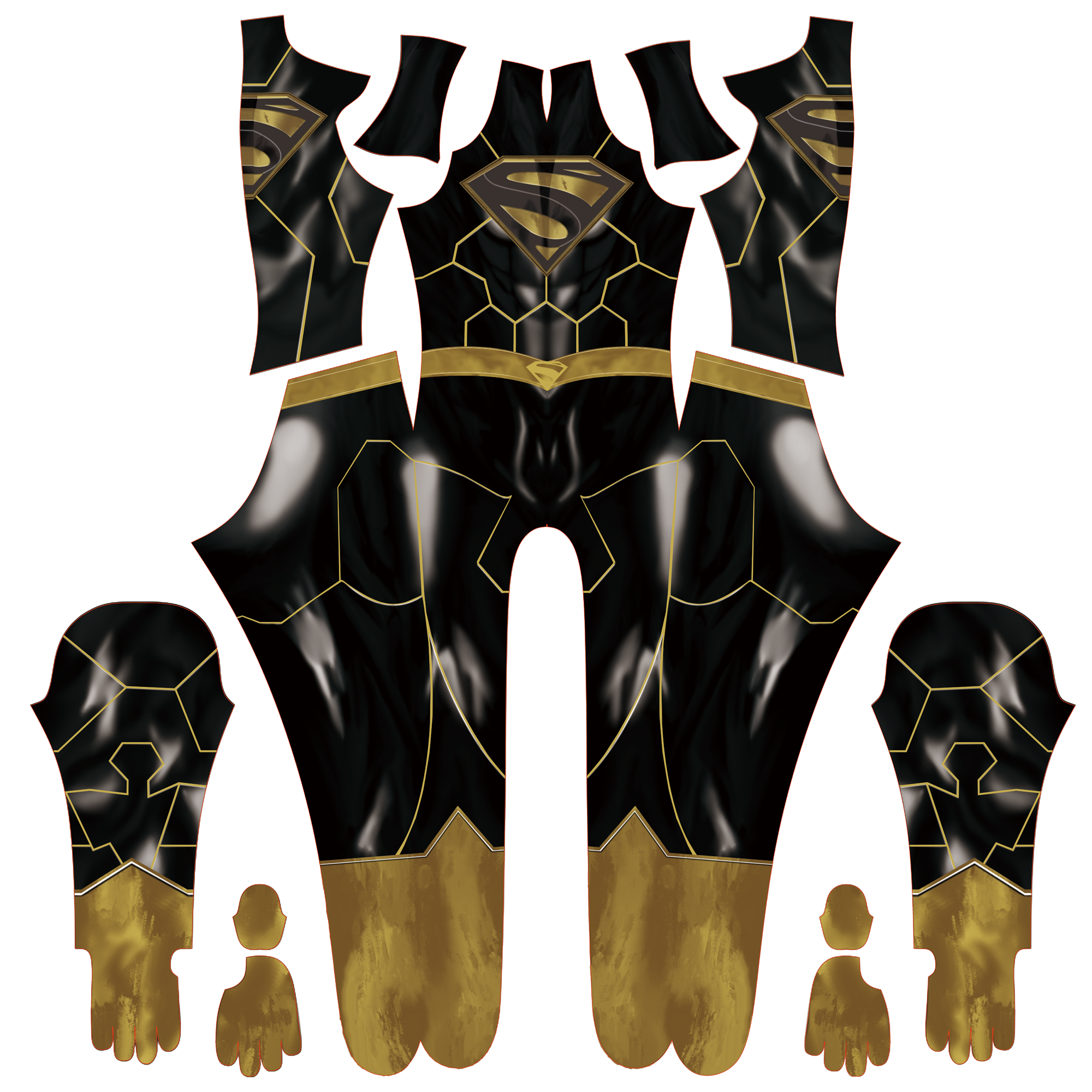 Black and Gold Shield Printed Custom-Sized One Piece Suit for Men