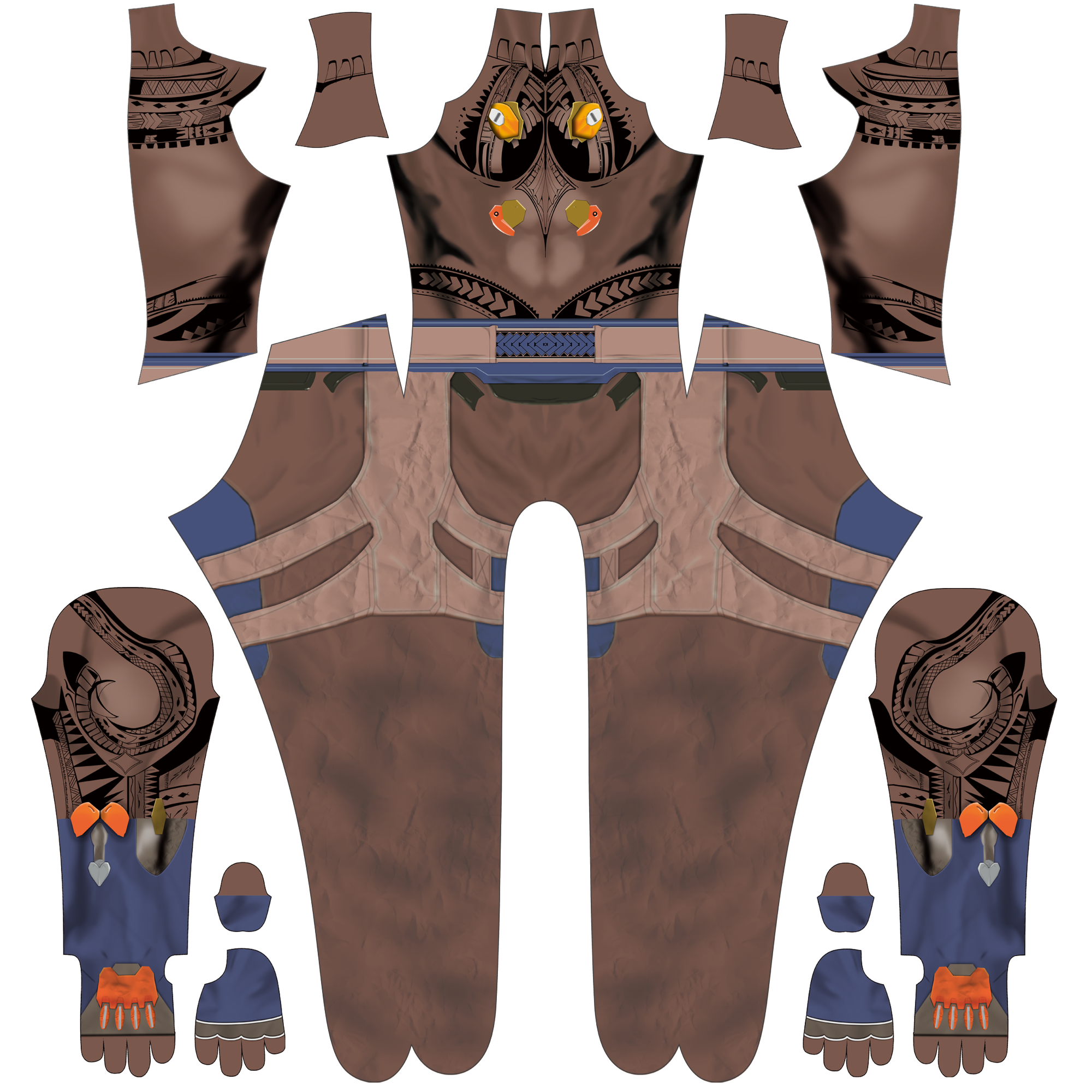Personalized Cosplay Bodysuit for Mauga Overwatch Men - Custom Tattoo Suit
