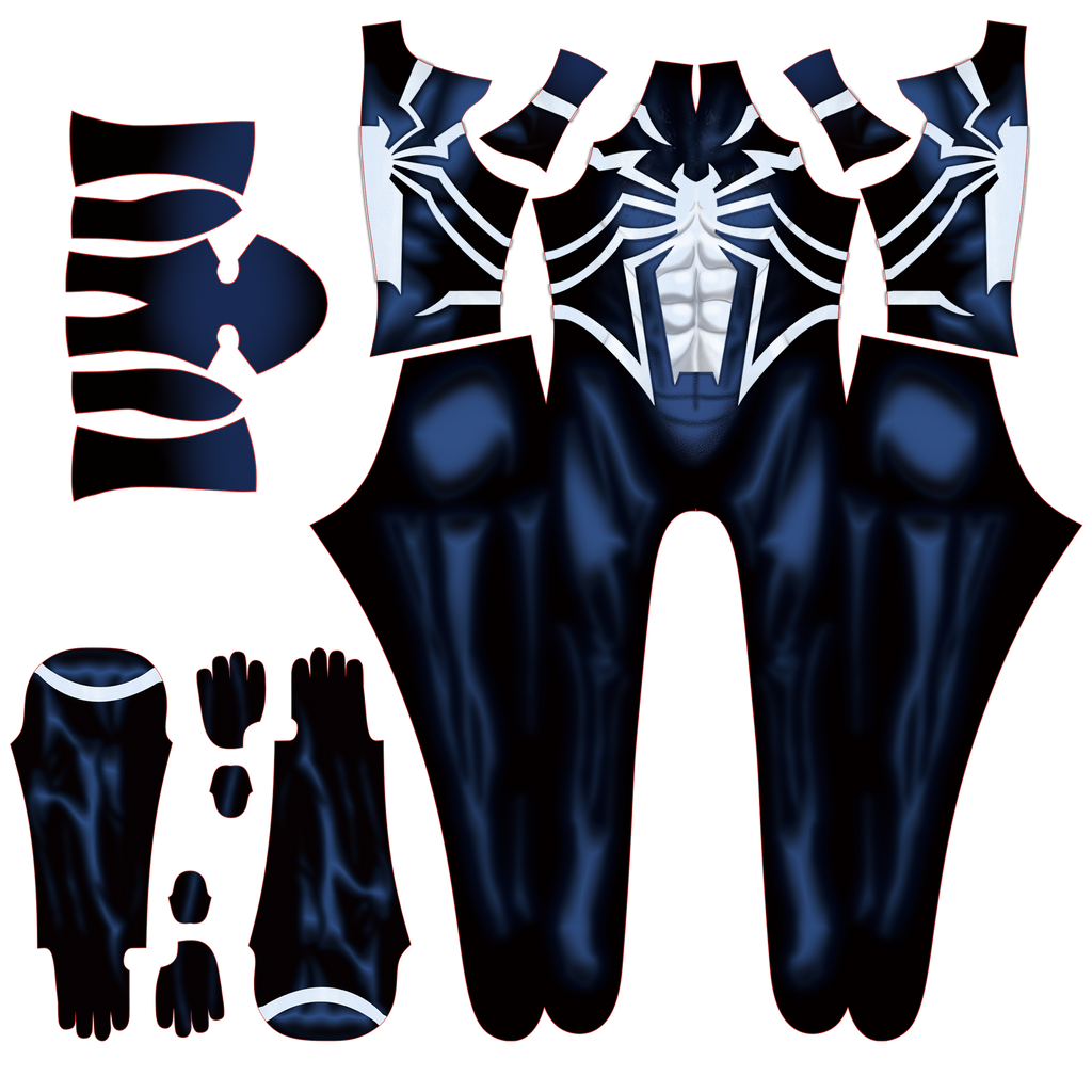 Black Suit Wars Spandex Bodysuit White Spider Emblem Men Cosplay Apparel