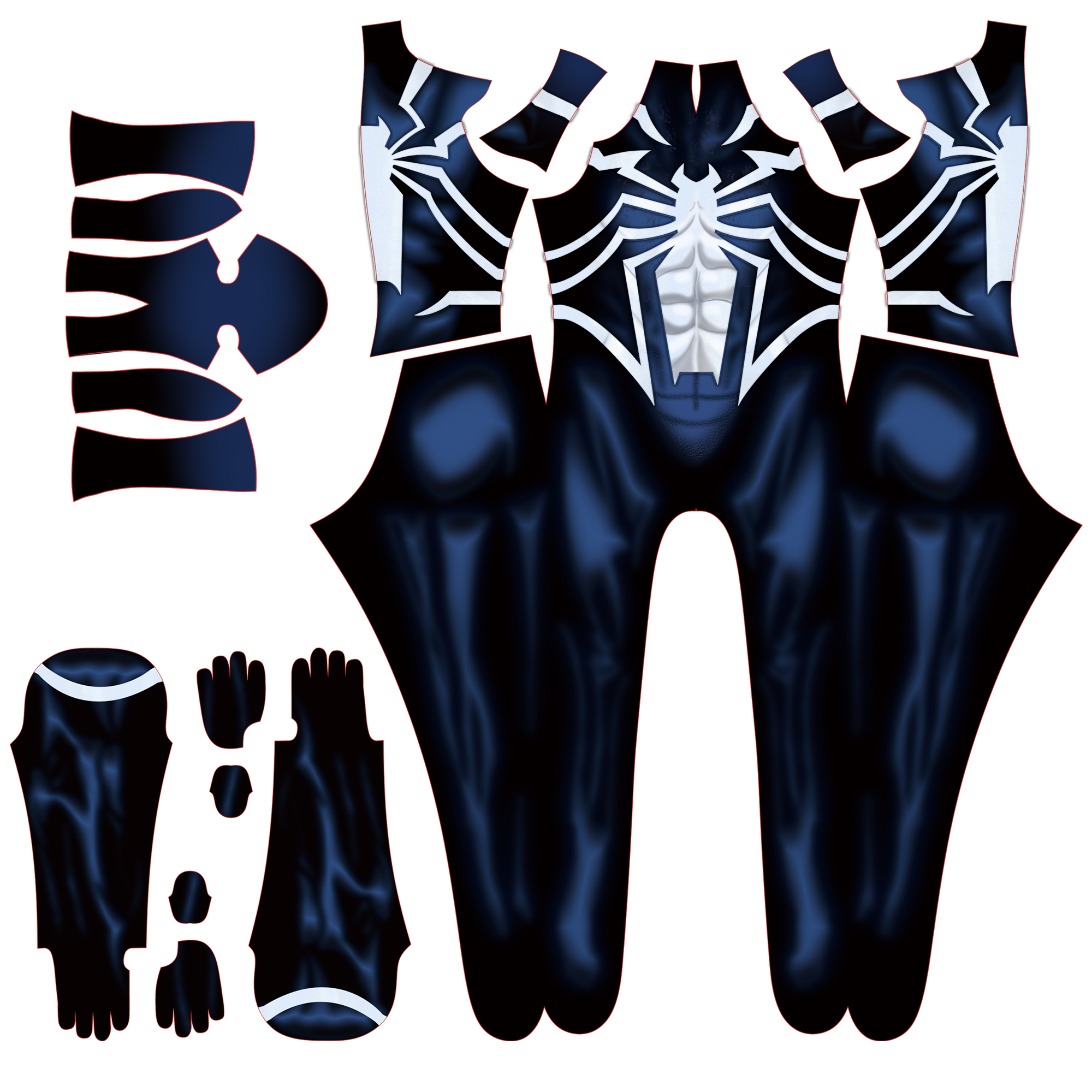 Black Suit Wars Spandex Bodysuit White Spider Emblem Men Cosplay Apparel