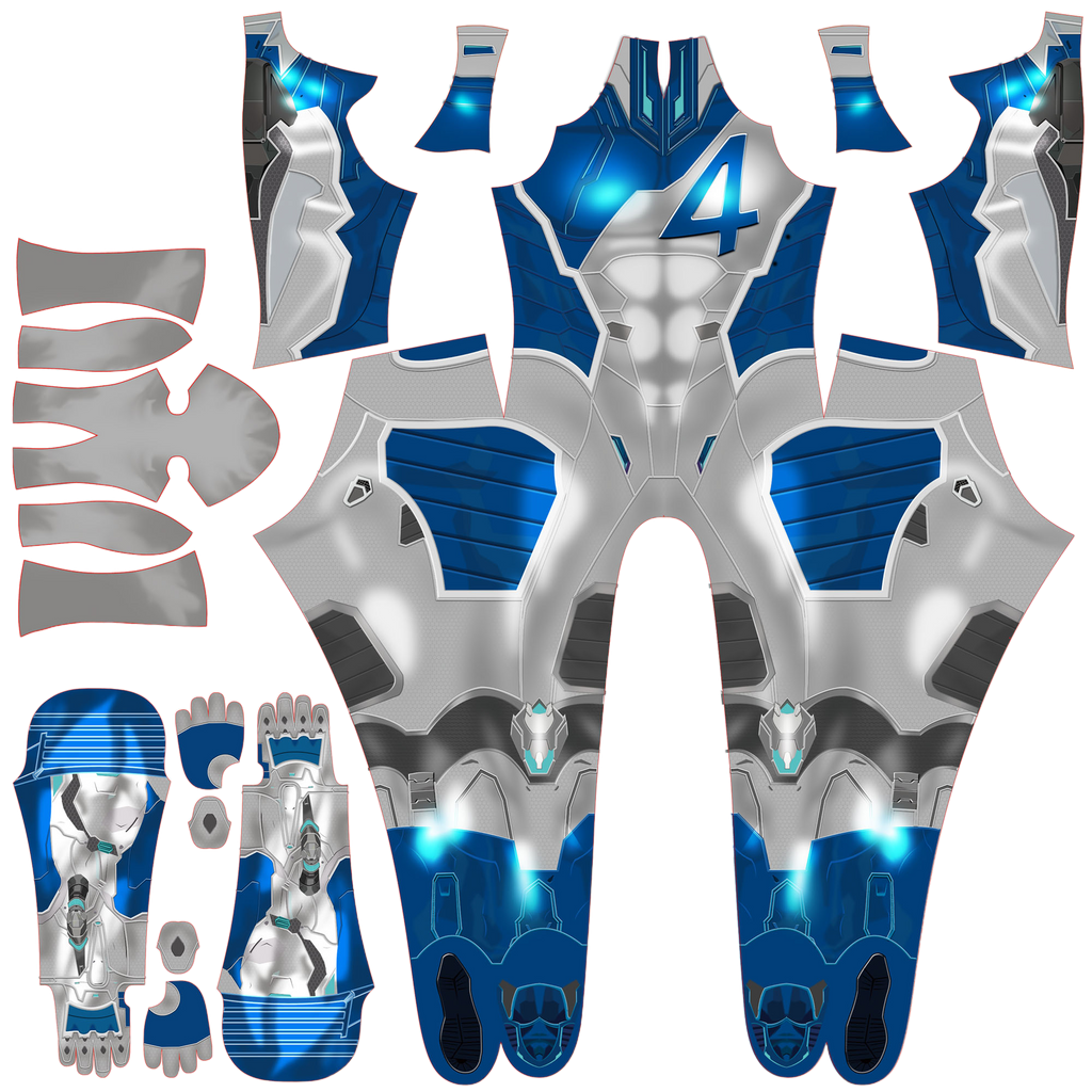 Personalized Rivals Sci-Fi Quartet Suit for Men - Custom Blue & White Hero Bodysuit