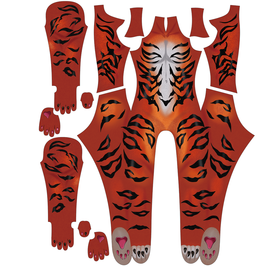 Artisan Red Tiger-Cat Female Zentai Suit, Handmade Custom Commission