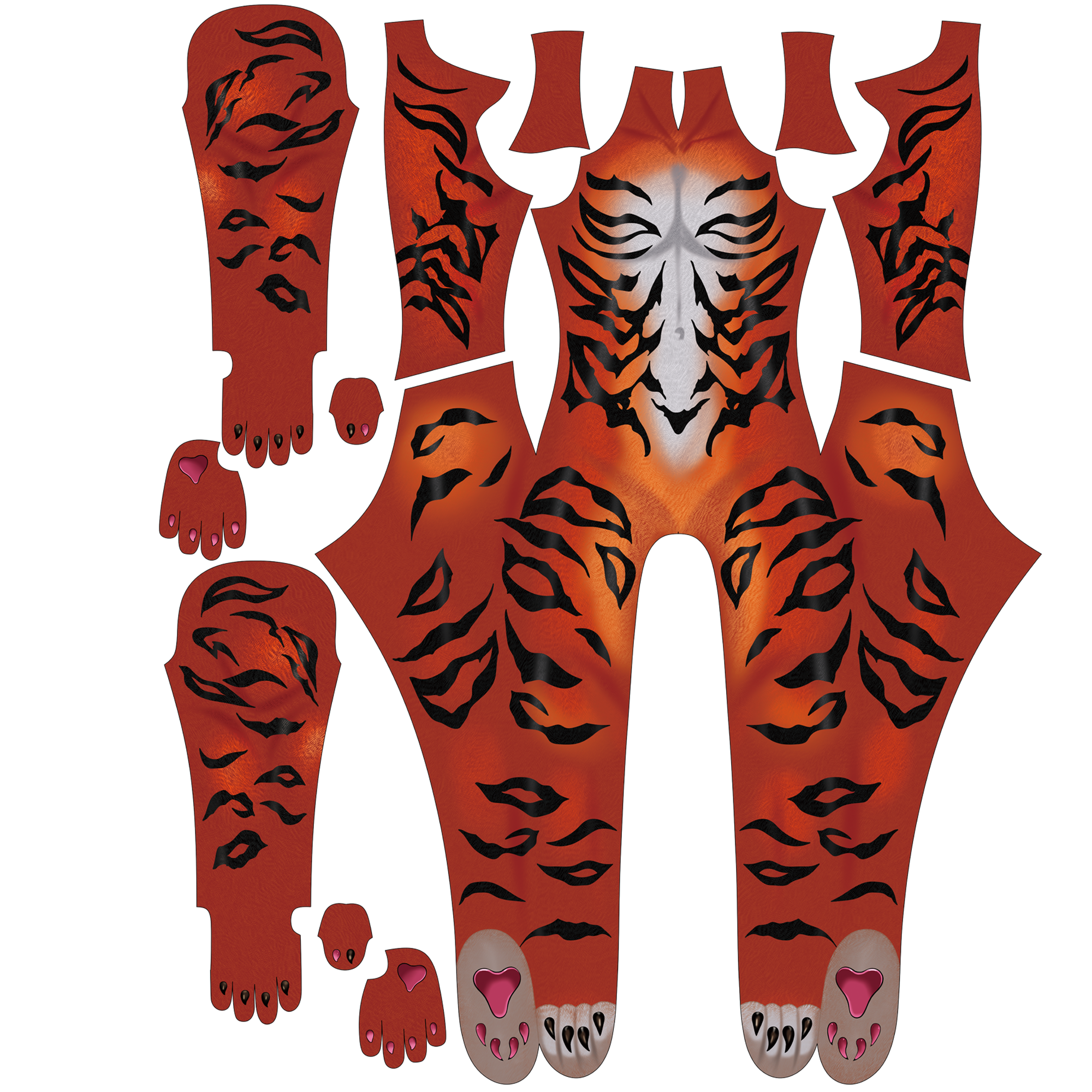 Artisan Red Tiger-Cat Female Zentai Suit, Handmade Custom Commission