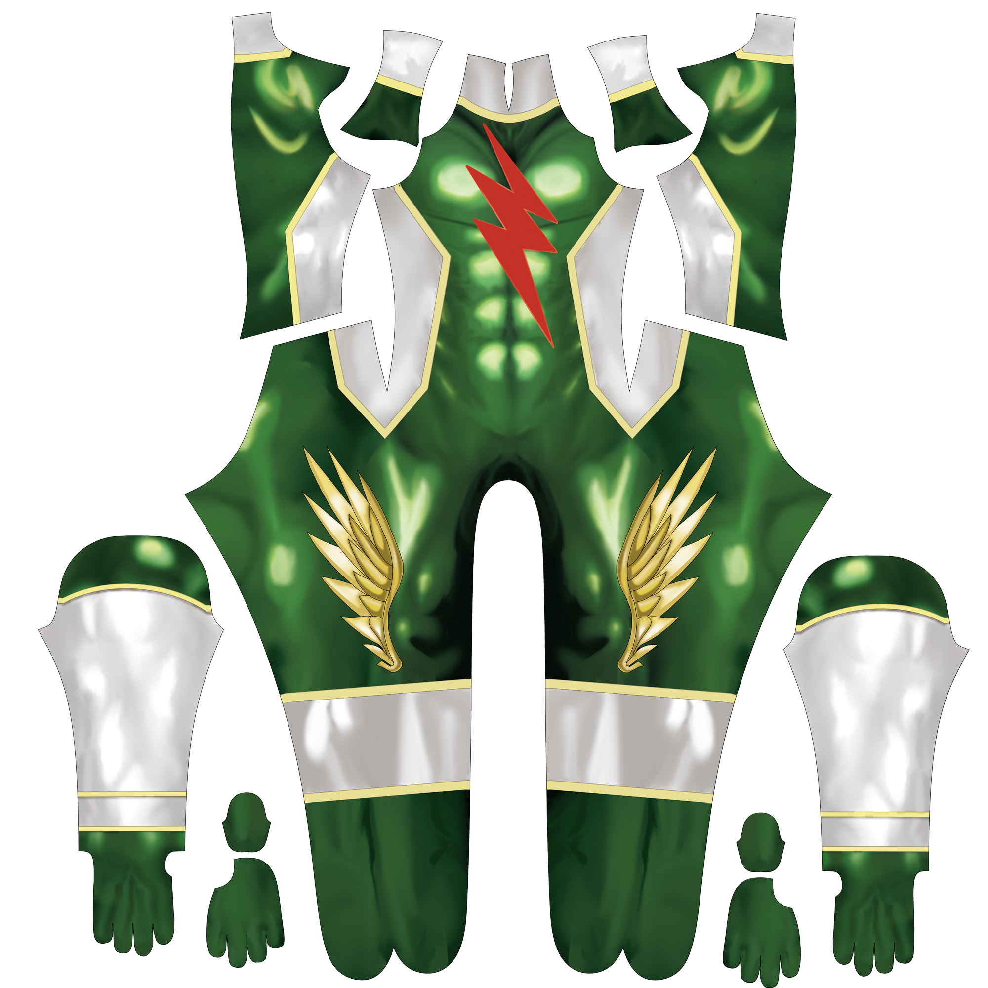 Male tokusatsu green jumpsuit personalized custom commission