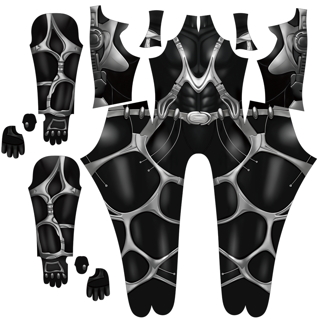 Replicating male the mantis style jumpsuits accurately from your provided images