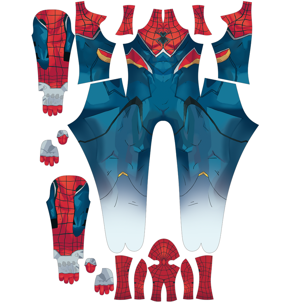 Tech Blue Webbed Red Spandex Bodysuit Rivals S M Punk Men Outfit