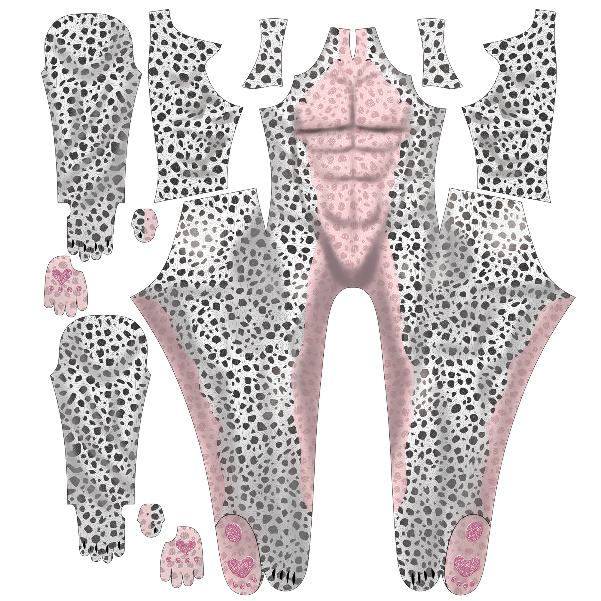 Replicating male dalmatian style bodysuits accurately from your provided images