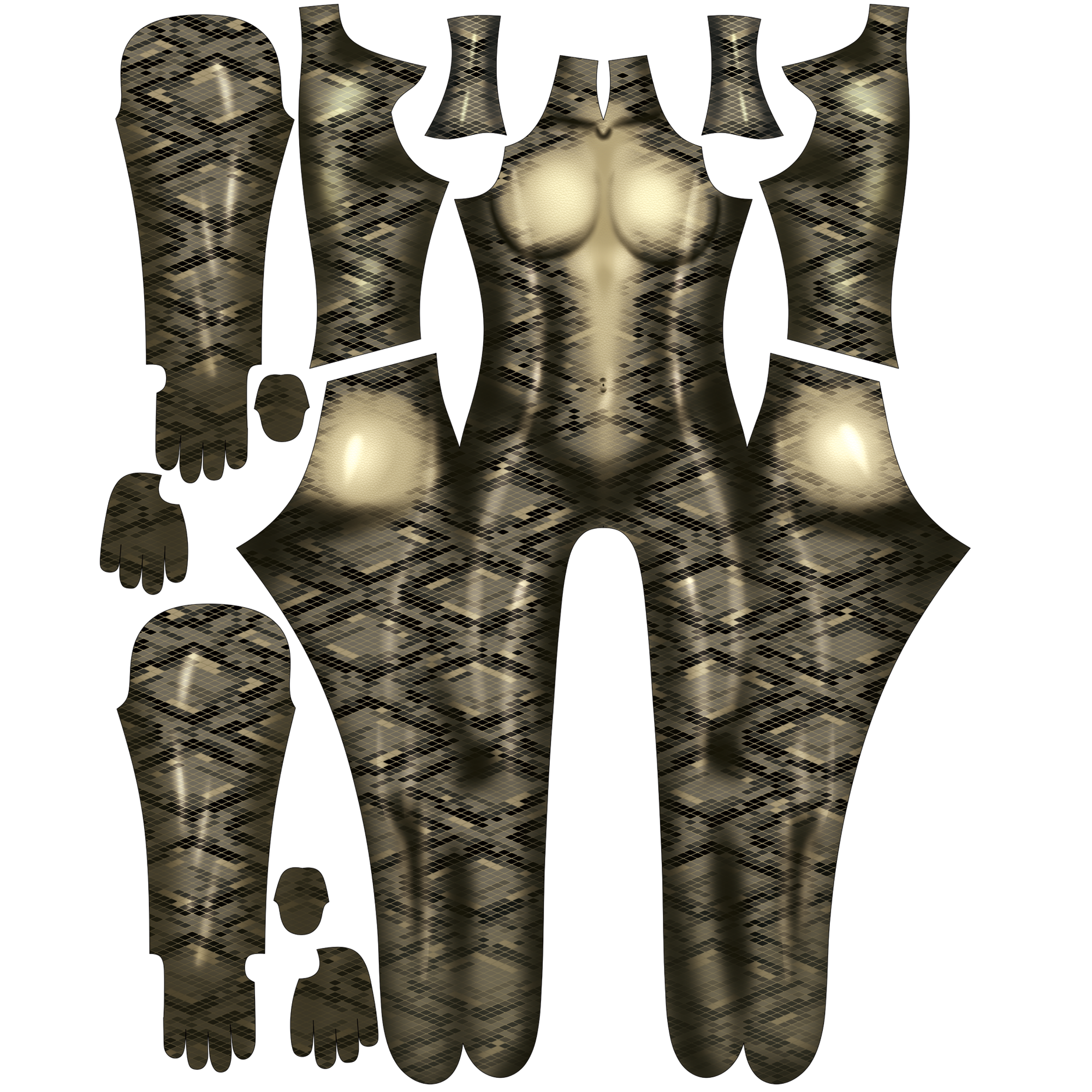 Handcrafted Snake Texture Zentai, Custom Female Cosplay Commission Suit