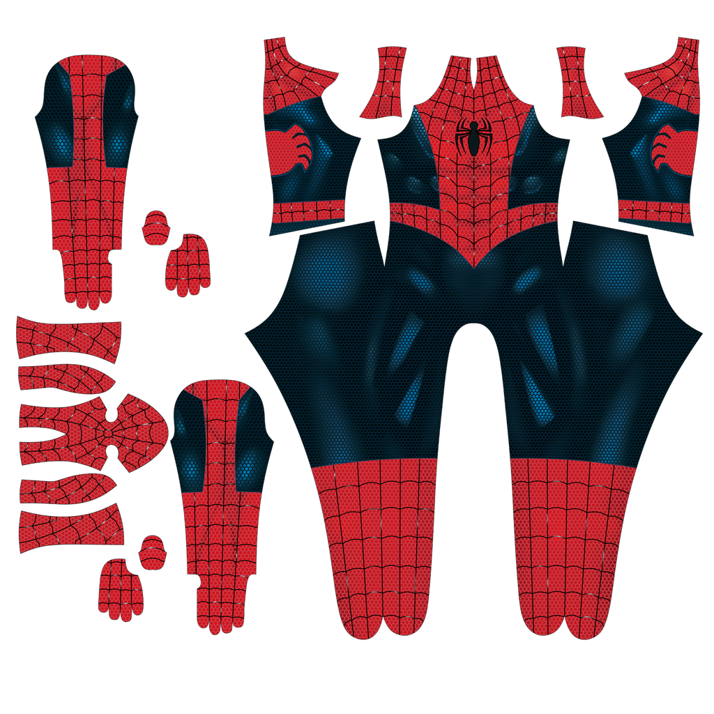 Spandex Bodysuit Webbed Red Dark Indigo Ultimate Spiderman Men Outfit