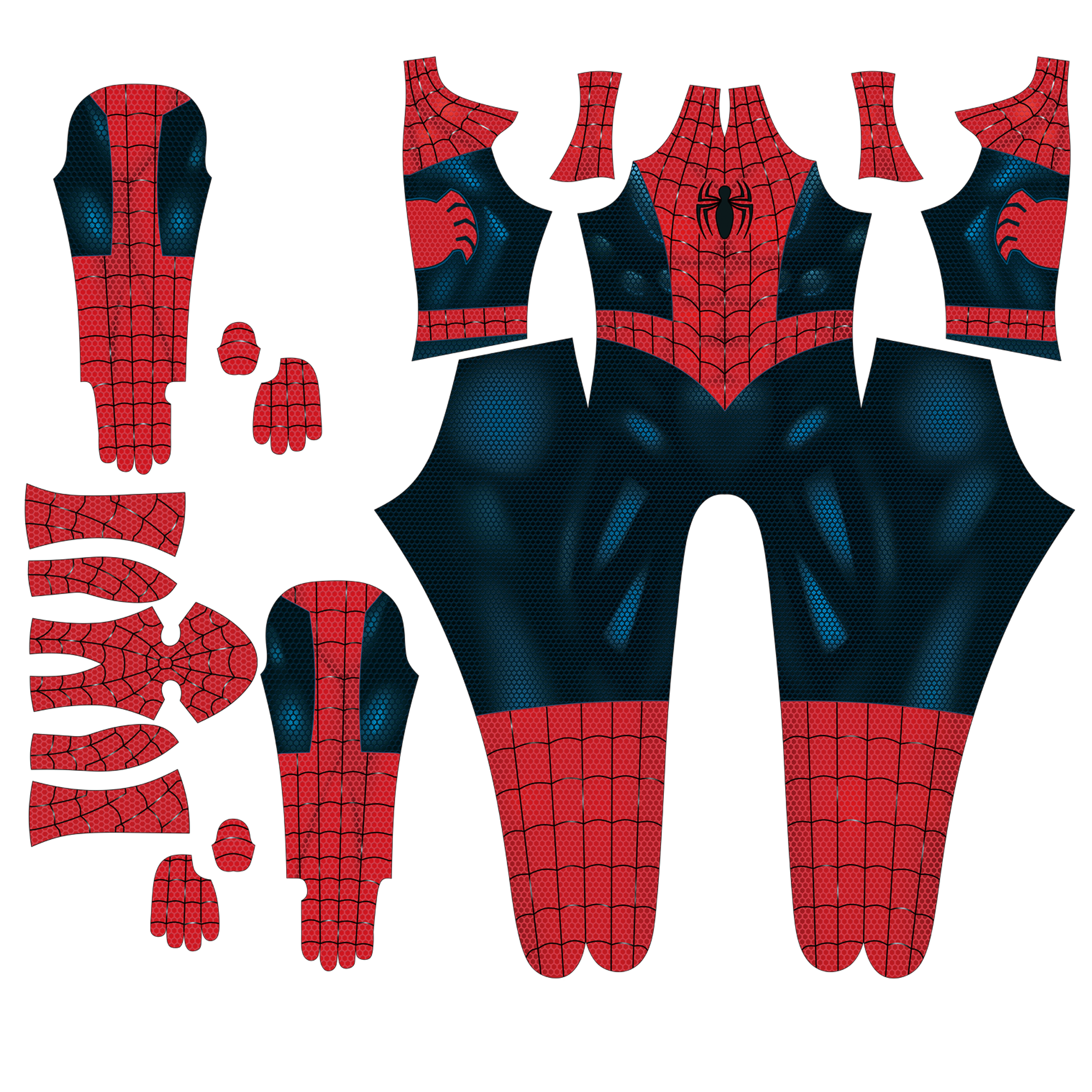 Spandex Bodysuit Webbed Red Dark Indigo Ultimate Spiderman Men Outfit