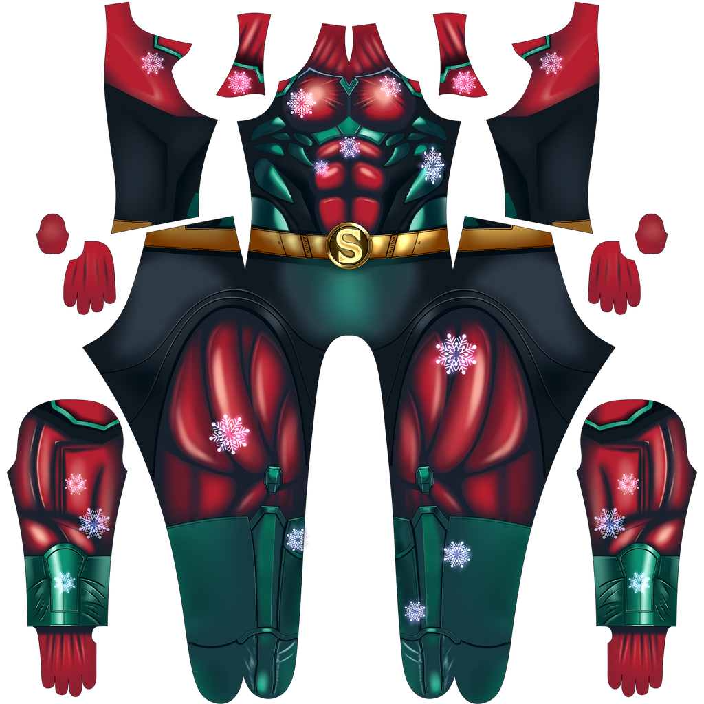 Custom Cosplay Commission Bodysuit for Snowflake Hero Men - Red Green Suit