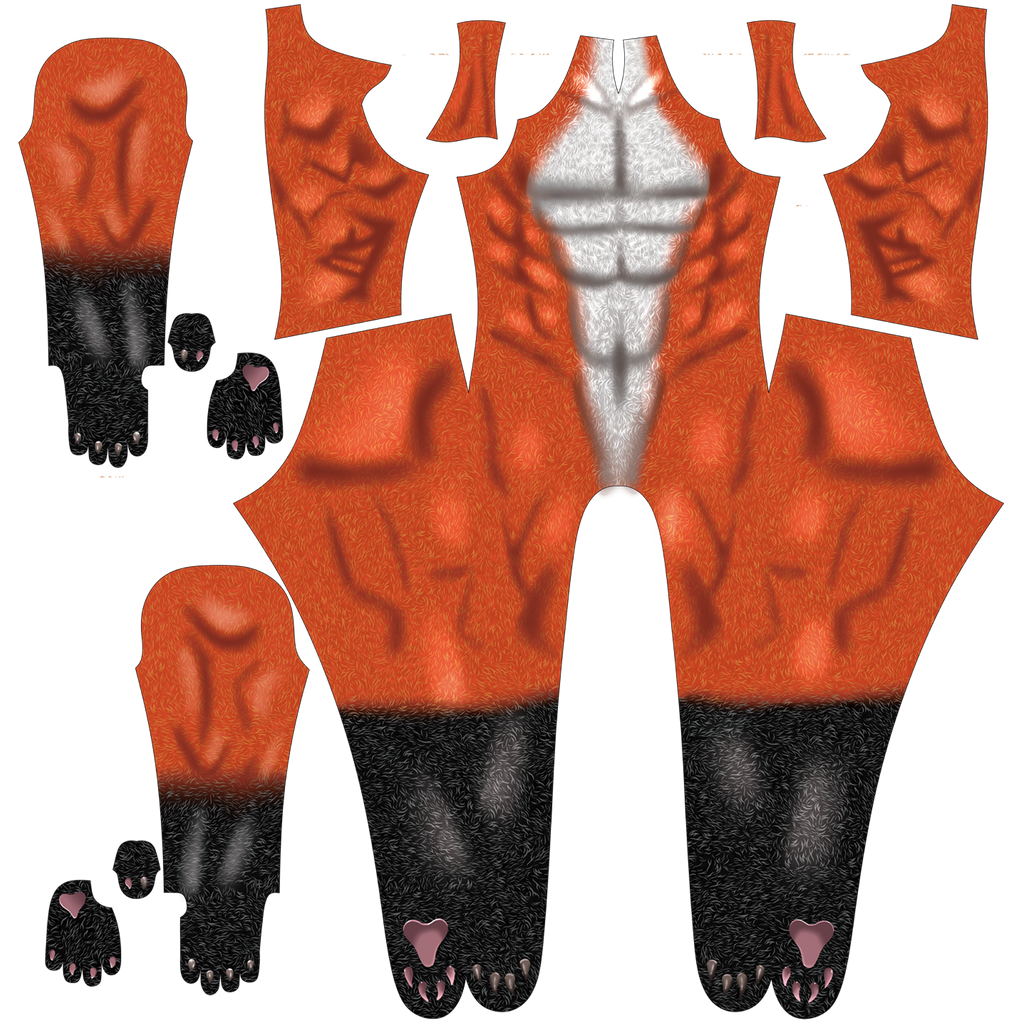 Fox Petsuit Orange White Fur Pattern Adult Kids Custom Bodysuit