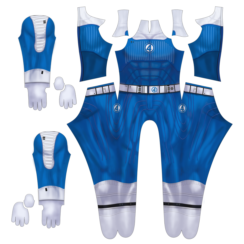 Blue white fantastic four 2 men jumpsuit commission personalized