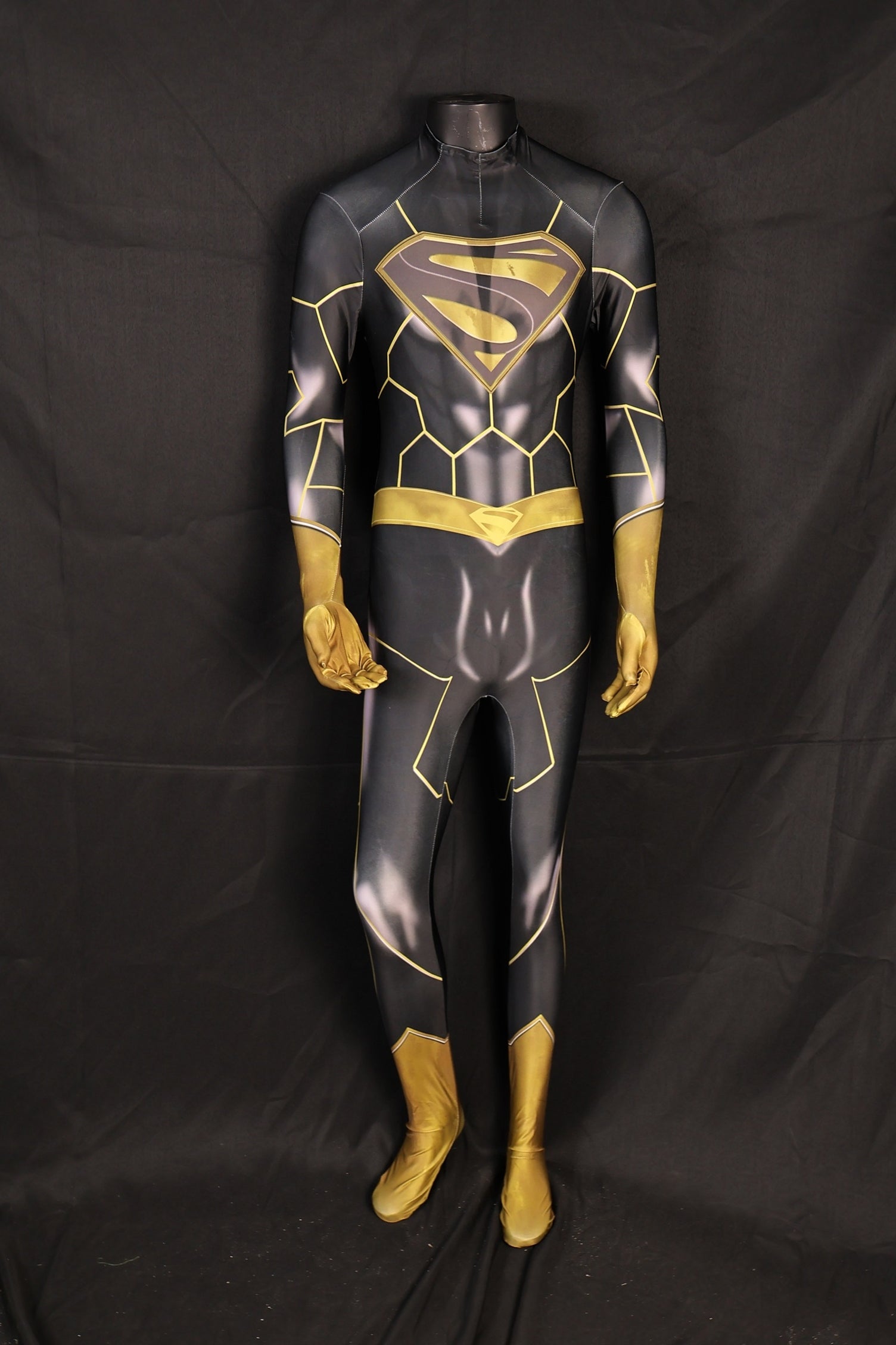 Black and Gold Shield Printed Custom-Sized One Piece Suit for Men