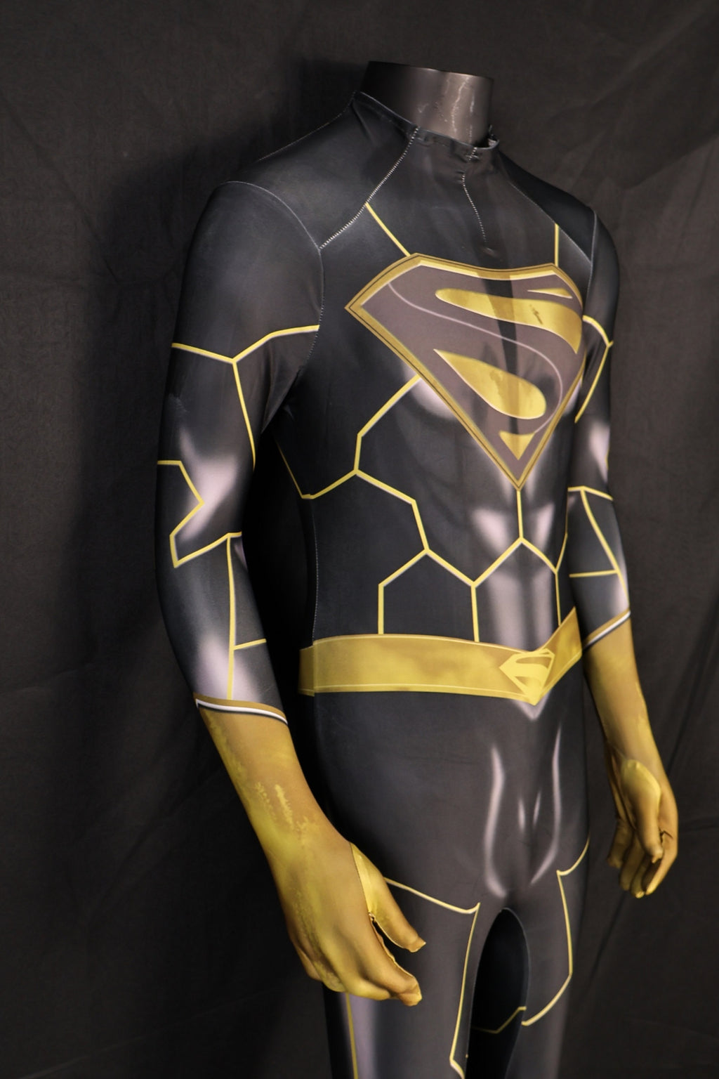 Black and Gold Shield Printed Custom-Sized One Piece Suit for Men