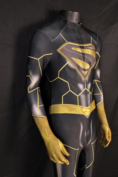 Black and Gold Shield Printed Custom-Sized One Piece Suit for Men
