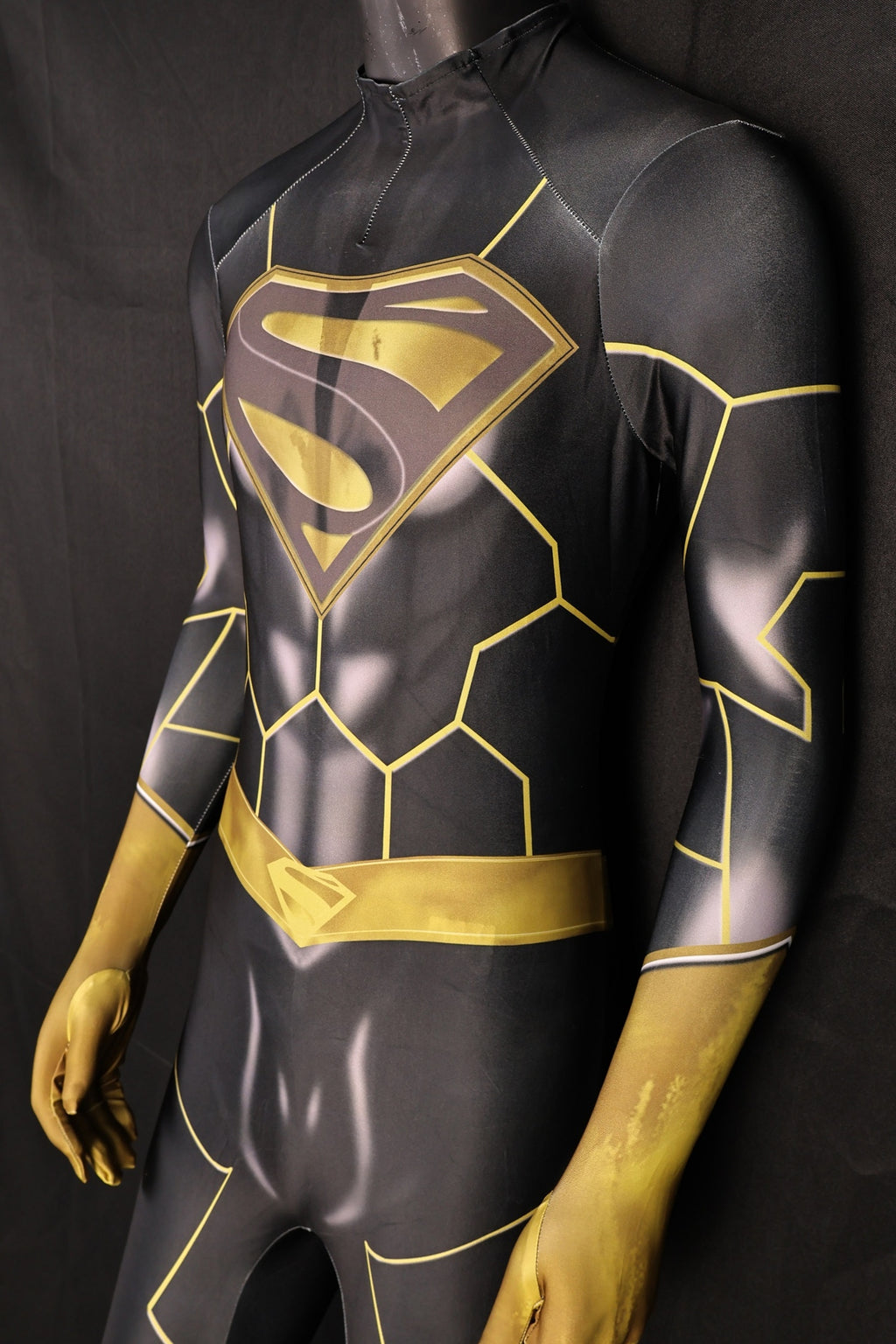 Black and Gold Shield Printed Custom-Sized One Piece Suit for Men