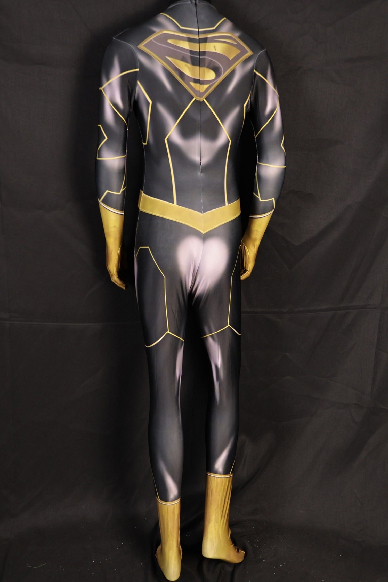 Black and Gold Shield Printed Custom-Sized One Piece Suit for Men