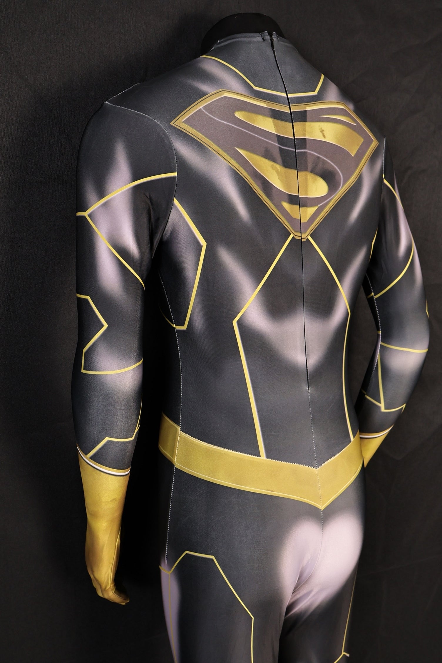 Black and Gold Shield Printed Custom-Sized One Piece Suit for Men