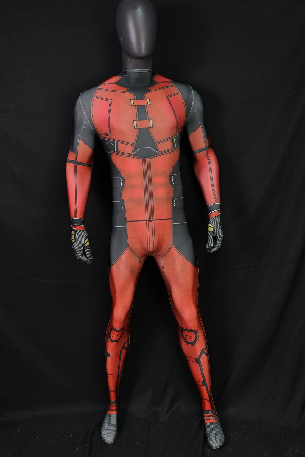 Red Mercenary Bodysuit Invisible Zipper Armor for Male Antihero Cosplay