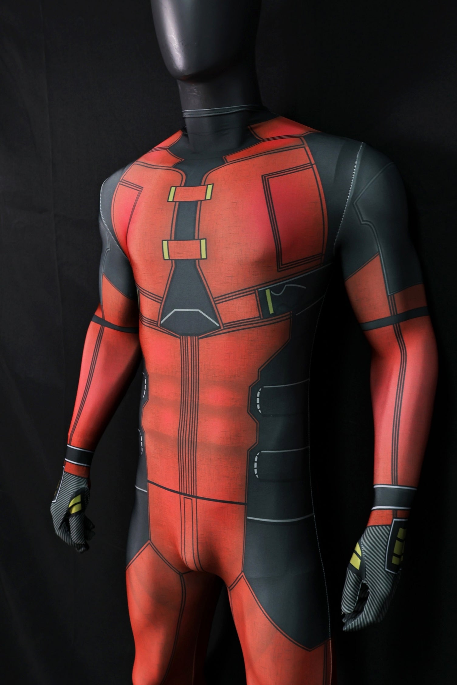 Red Mercenary Bodysuit Invisible Zipper Armor for Male Antihero Cosplay