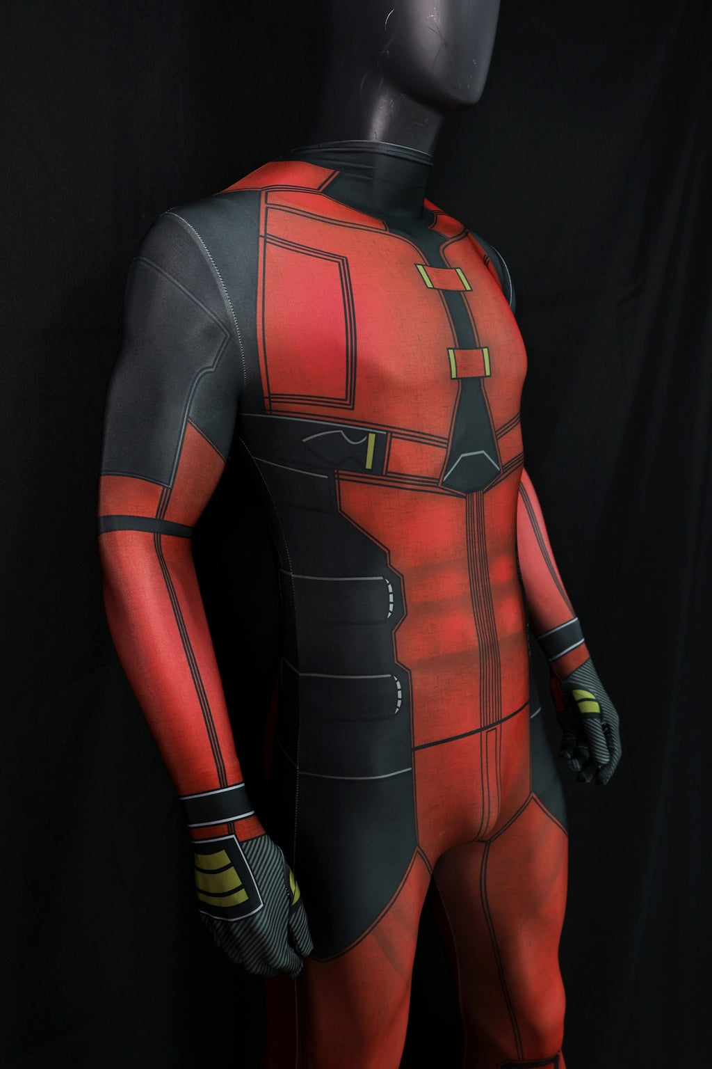 Red Mercenary Bodysuit Invisible Zipper Armor for Male Antihero Cosplay