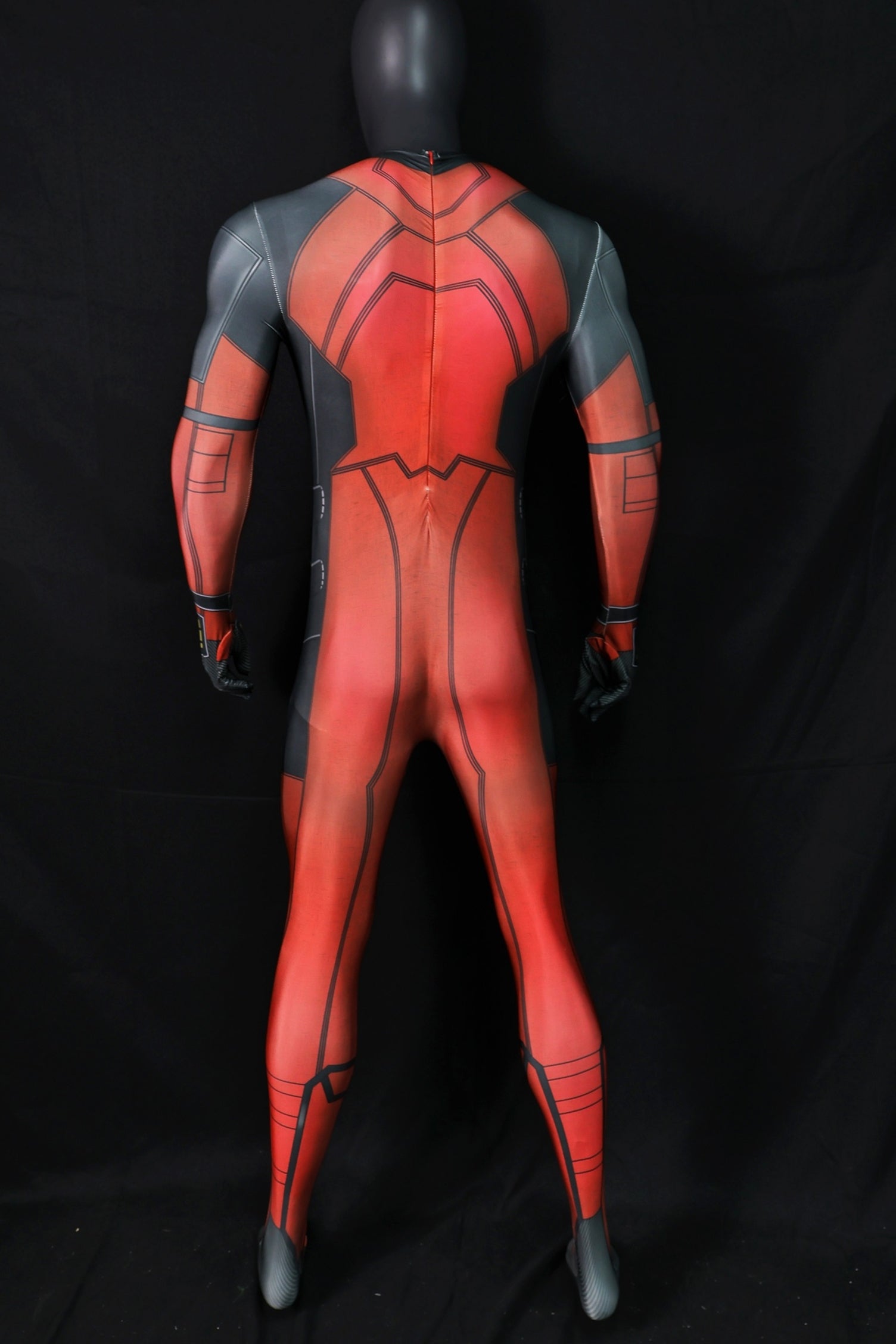 Red Mercenary Bodysuit Invisible Zipper Armor for Male Antihero Cosplay