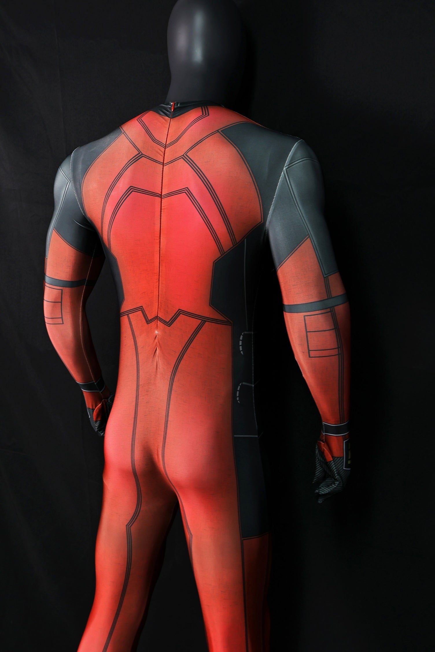 Red Mercenary Bodysuit Invisible Zipper Armor for Male Antihero Cosplay