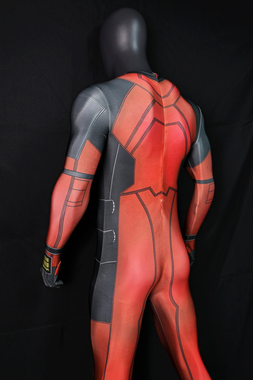 Red Mercenary Bodysuit Invisible Zipper Armor for Male Antihero Cosplay
