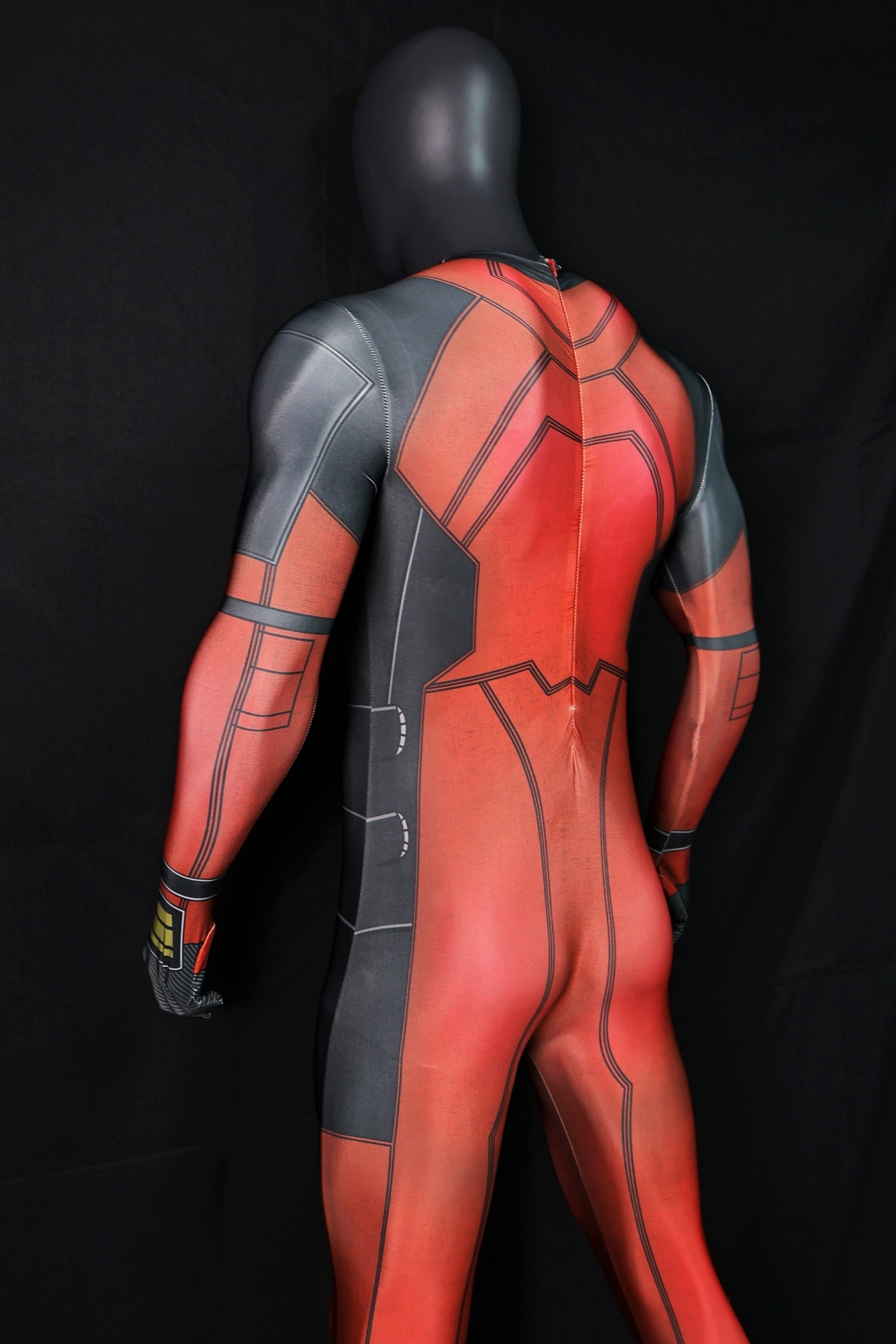 Red Mercenary Bodysuit Invisible Zipper Armor for Male Antihero Cosplay