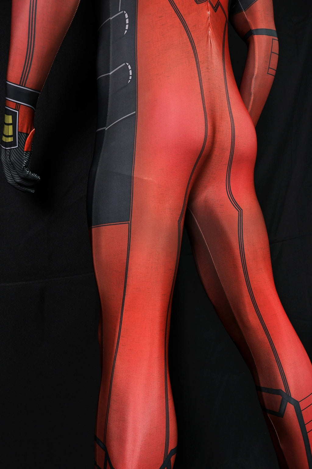 Red Mercenary Bodysuit Invisible Zipper Armor for Male Antihero Cosplay