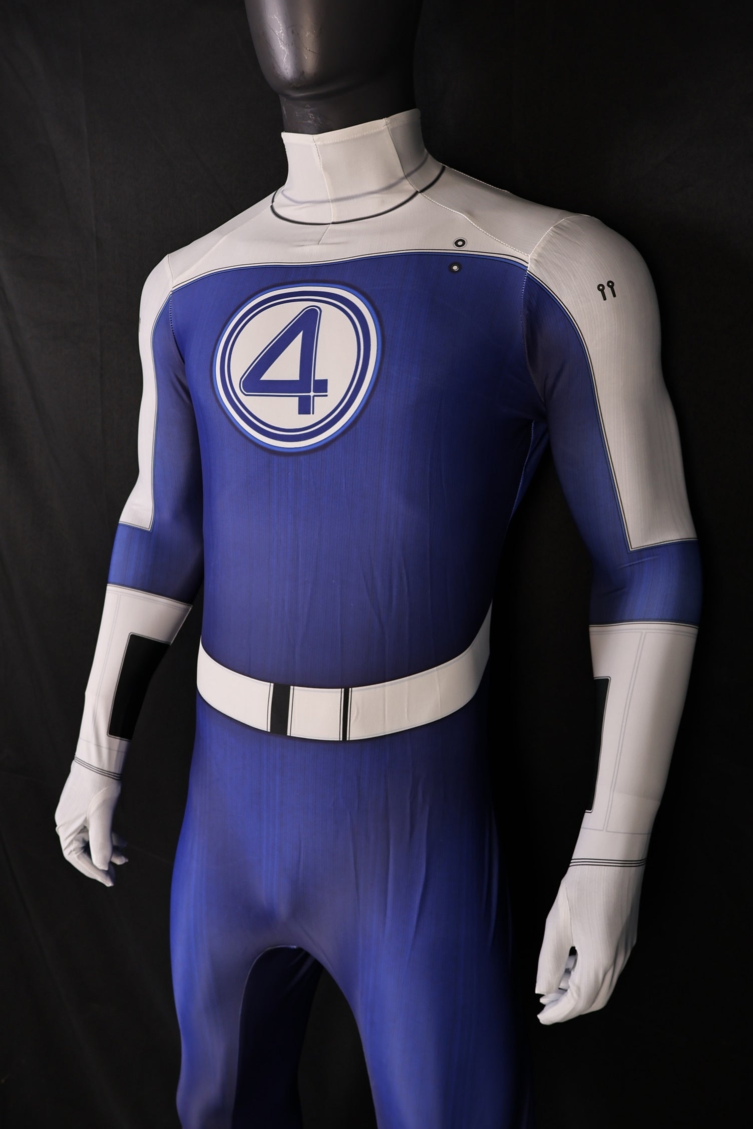 Iconic 4 Badge Royal Blue Men First FF Fire Spandex Bodysuit
