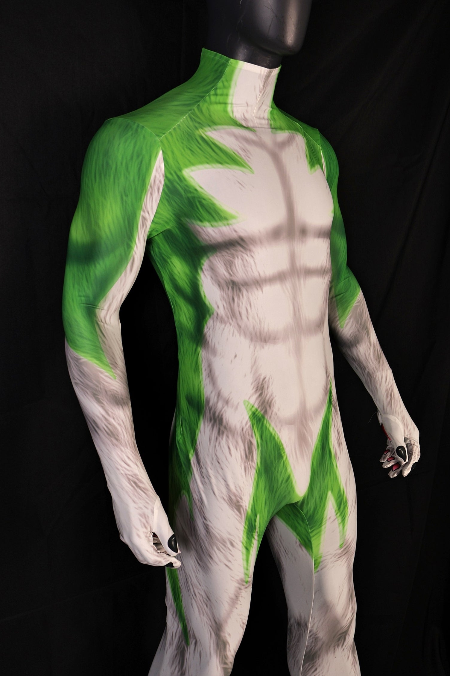 Opening bespoke workshop commissions for high quality male lupin green bodysuits