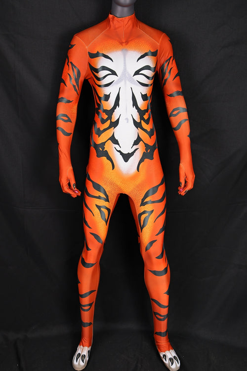 Artisan Red Tiger-Cat Female Zentai Suit, Handmade Custom Commission