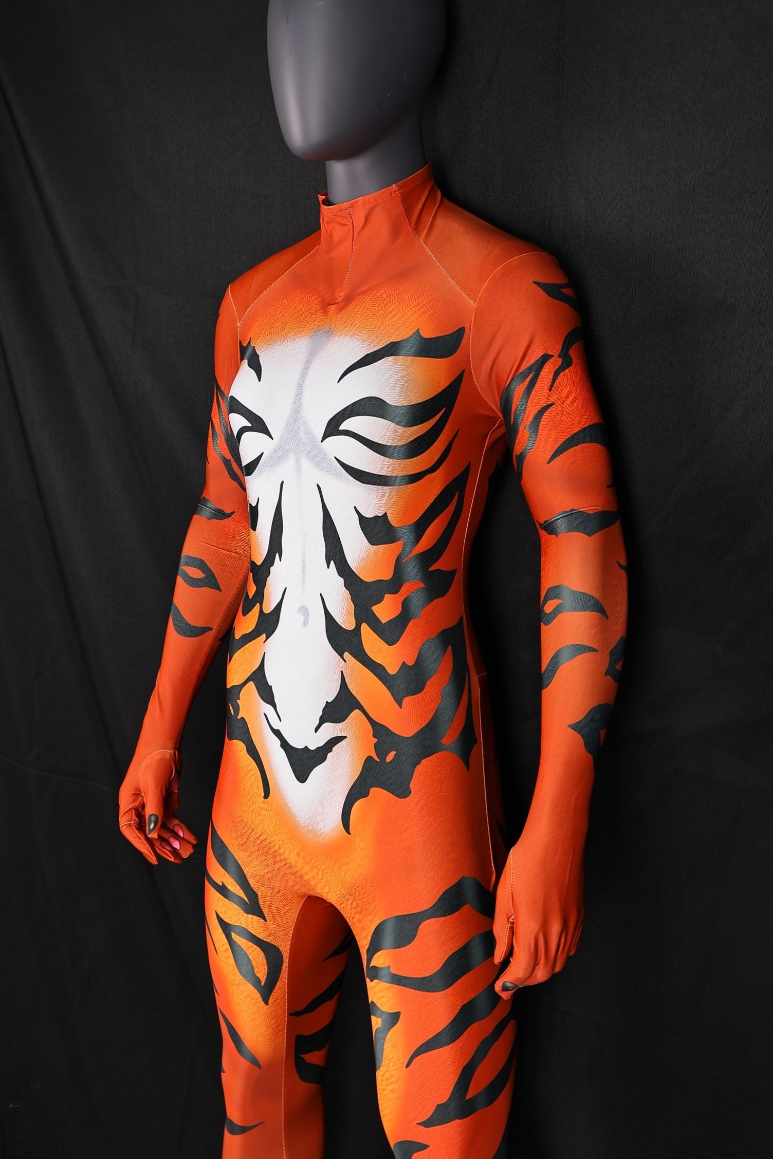 Artisan Red Tiger-Cat Female Zentai Suit, Handmade Custom Commission