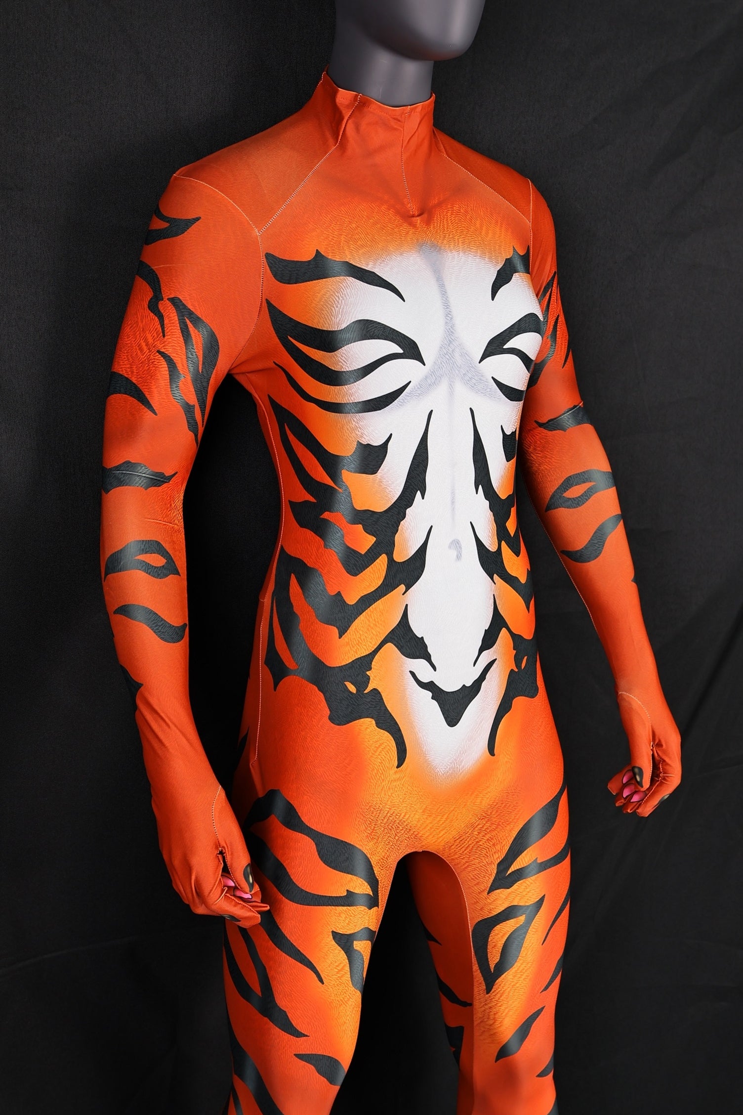 Artisan Red Tiger-Cat Female Zentai Suit, Handmade Custom Commission