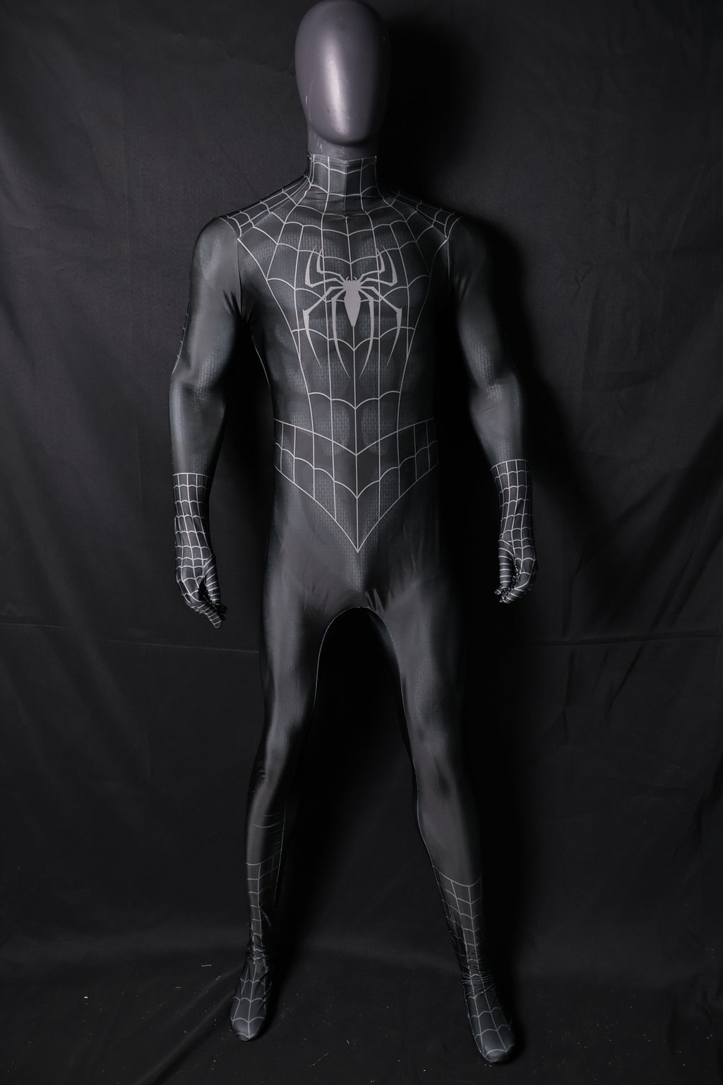 Black Spider-Man 3 Raimi Spandex Jumpsuit Raised Webbing for Men Kids Cosplay