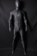 Black Spider-Man 3 Raimi Spandex Jumpsuit Raised Webbing for Men Kids Cosplay