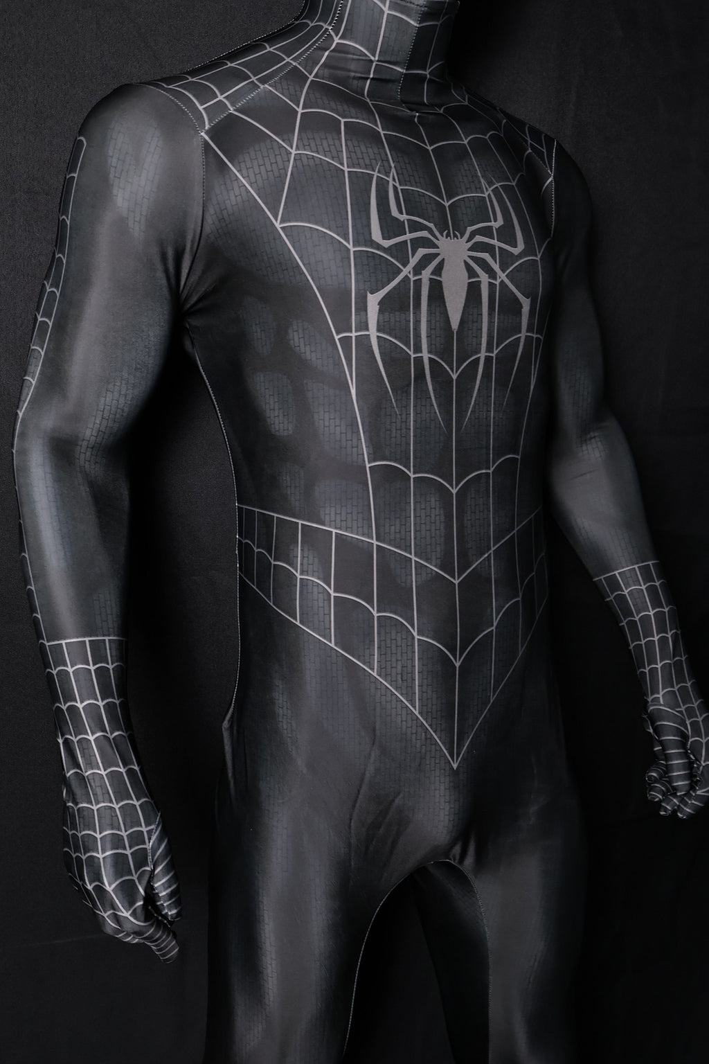 Black Spider-Man 3 Raimi Spandex Jumpsuit Raised Webbing for Men Kids Cosplay
