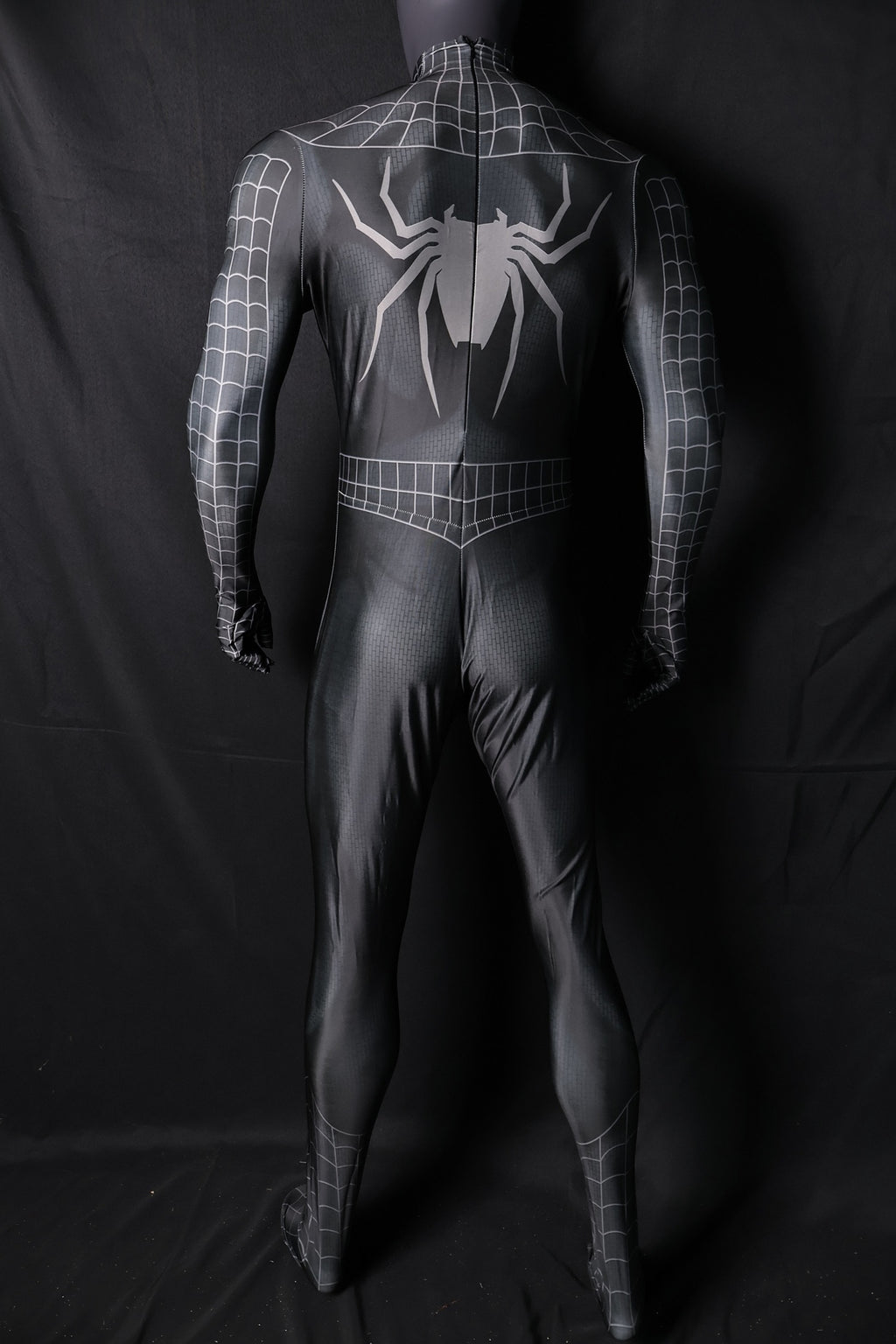 Black Spider-Man 3 Raimi Spandex Jumpsuit Raised Webbing for Men Kids Cosplay
