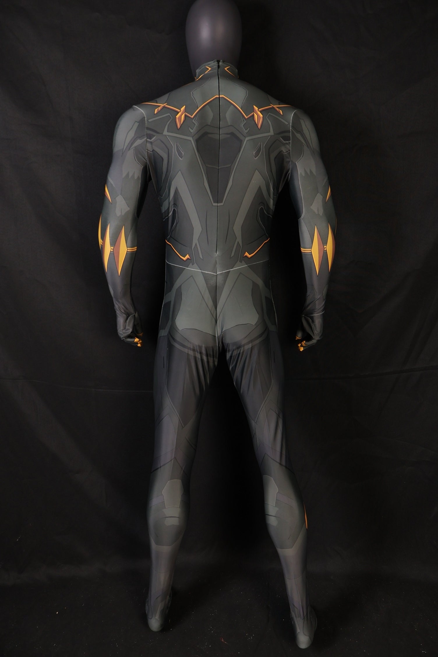Men Holy Lord Dark Charcoal Orange Gold Armor Cosplay Jumpsuit