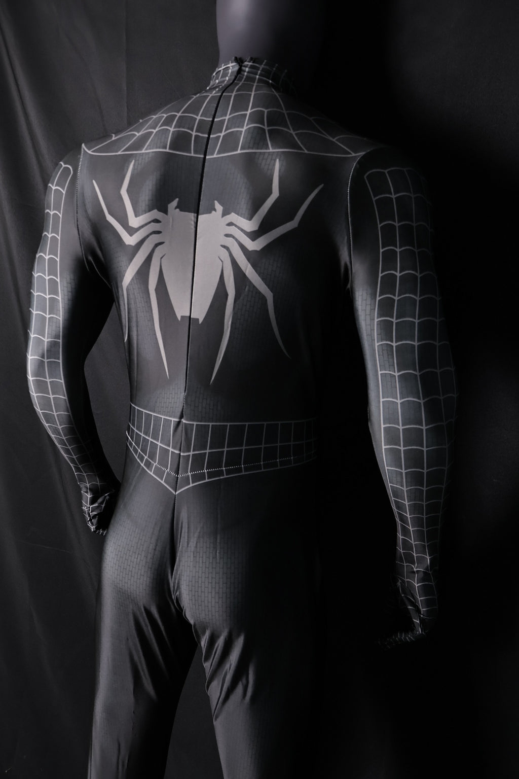Black Spider-Man 3 Raimi Spandex Jumpsuit Raised Webbing for Men Kids Cosplay