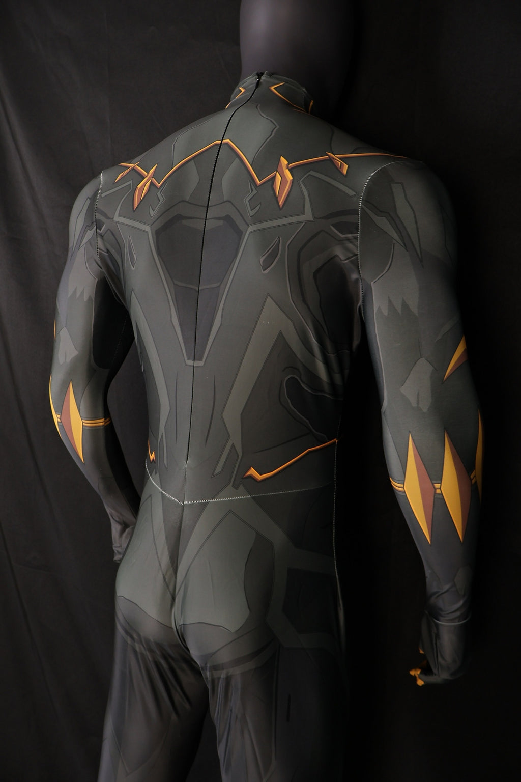 Men Holy Lord Dark Charcoal Orange Gold Armor Cosplay Jumpsuit