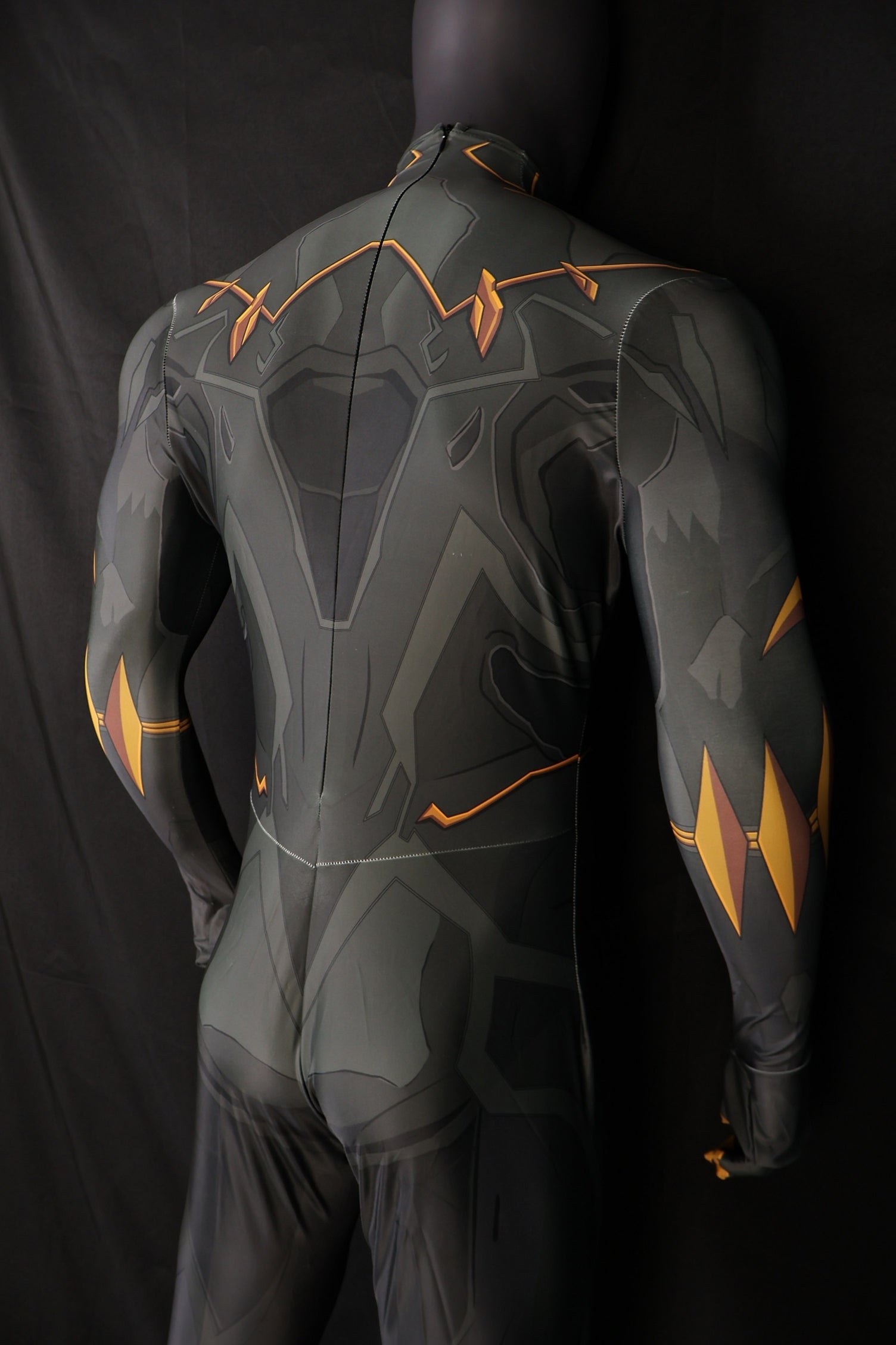 Men Holy Lord Dark Charcoal Orange Gold Armor Cosplay Jumpsuit